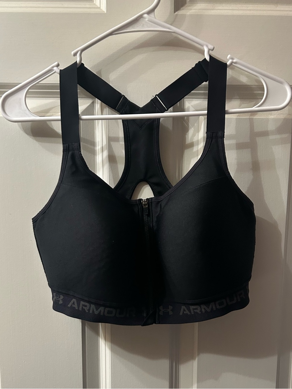 Under Armour Black Front-Zip Supportive Racerback Sports Bra